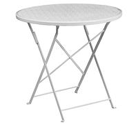 Flash Furniture Oia - Mesa Redonda Plegable de Acero para Interiores y Exteriores, de Grado Comercial, de 30 Pulgadas, aleación, Color Blanco
