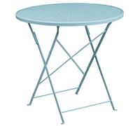 Flash Furniture Oia-Mesa Redonda Plegable de Acero para Interiores y Exteriores Pulgadas de Grado Comercial, aleado, Azul Celeste, 30" Round