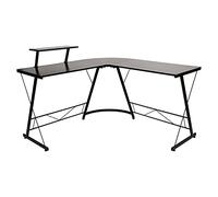 Flash Furniture Ordenador en Forma de L de 71.5 Pulgadas, Esquina de Oficina en casa, Escritorio para Juegos, Ahorro de Espacio, fácil de Montar, aleación de Acero, Negro/Negro, Juego de 1