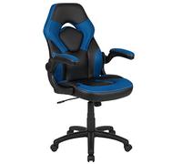 Flash Furniture Revestimiento Flash Sillas de Carreras, Ajustable, Plástico Poliuretano Espuma Malla Madera Técnica, Blau, Pack de 1