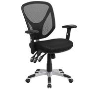 Flash Furniture Sam - Silla de Oficina ergonómica giratoria multifunción de Malla Negra con Brazos Ajustables