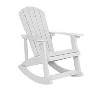 Flash Furniture Savannah - Mecedora Adirondack de madera de poliresina de poliestireno blanco para todo tipo de clima, herrajes de acero inoxidable