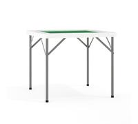 Flash Furniture Silas - Mesa Plegable Cuadrada de 34.5 Pulgadas con Superficie Verde de Fieltro y portavasos, Mesa de Juego Plegable portátil para 4 Jugadores, Blanco/Verde