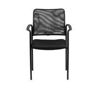 Flash Furniture Silla Auxiliar Jana Comfort de Acero apilable con Brazos, Malla Negra