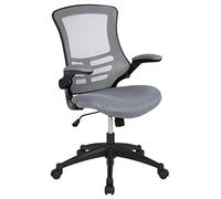 Flash Furniture Silla de escritorio ergonómica, giratoria, respaldo medio, de malla, reposabrazos abatibles, color Gris Oscuro