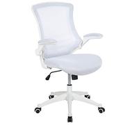 Flash Furniture Silla de oficina, ergonómica, con respaldo de malla, asiento perfilado y ajustable en altura, con palanca de inclinación con fijación, blanco