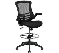 Flash Furniture Silla de oficina, ergonómica, con respaldo de malla, asiento perfilado y ajustable en altura, con palanca de inclinación con fijación, negro
