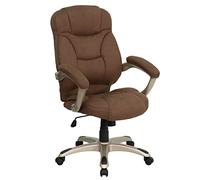Flash Furniture Silla de Oficina ergonómica giratoria ejecutiva contemporánea con Respaldo Alto con Brazos, Metal, marrón (Brown Microfiber), Conjunto De 1