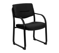 Flash Furniture Silla de recepción ejecutiva Donny Black LeatherSoft con Base Tipo Trineo