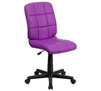 Flash Furniture Silla de Trabajo giratoria de Vinilo Acolchada con Respaldo Medio, Metal, Purple, 58.42 x 55.88 x 22.86 cm