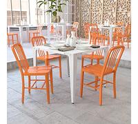 Flash Furniture Silla para Interior y Exterior, aleación de Acero y plástico, Color Naranja, 50,8 x 39,37 x 84,46 cm