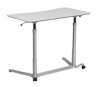 Flash Furniture Sit - Escritorio ergonómico para computadora, Metal, Gris Claro, Juego de 1