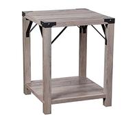 Flash Furniture Wyatt Moderna Mesa Auxiliar de Madera de 2 Niveles con Detalles de Esquina de Metal y Soporte Cruzado, Juego de 1, Gris Lavado