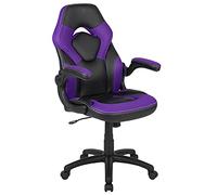 Flash Furniture X10 - Silla giratoria ergonómica para computadora de Oficina, de Carreras de Juegos, Ajustable, con Brazos abatibles, Color Morado y Negro LeatherSoft