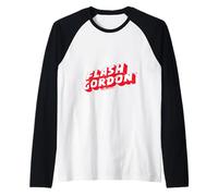 Flash Gordon Flash Effect Retro Comic Texto Logo Camiseta Manga Raglan