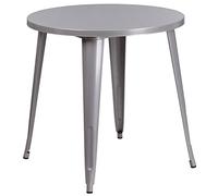 Flash Muebles 30 "Redondo Metal Indoor-Outdoor Cuadro, Metal, Plateado, 77.47 x 77.47 x 12.7 cm