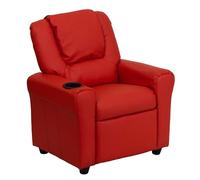 Flash Muebles contemporáneo Beige Vinilo niños reclinable con portavasos y reposacabezas