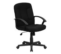 Flash Muebles Mid-Back Negro Tela Tarea y Silla de Ordenador con Nailon Armas