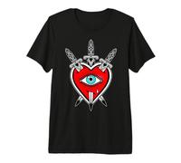 Flash Tradicional Americano del Tatuaje del corazón x la Daga Camiseta Premium