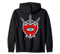 Flash Tradicional Americano del Tatuaje del corazón x la Daga Sudadera con Capucha