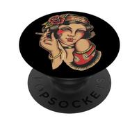 Flash tradicional del tatuaje de la muchacha del PopSockets PopGrip Adhesivo