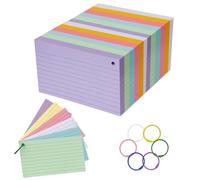 Flashcards, 600 unidades Tarjetas de Colores, 7,5 x 12,7 cm Tarjetas con 12 Anillas, Flashcards de Colores con Líneas Horizontales, para Viajes, Vocabulario, Presentación, Oficina, 6 Colores