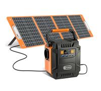 FlashFish 200W Estación de energía portátil con panel solar de 100 W, generador solar de 172,8 Wh con iluminación LED, batería para generador de energía de emergencia para camping, aventura