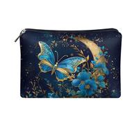Flashideas Bolsa de maquillaje portátil de piel impermeable para cosméticos, bolsa de maquillaje, Butterfly Moon 1, Talla única