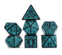 FLASHOWL D&D - Juego de dados para reloj DND con diseño de estrellas y lunas, diseño retro D&D con dados poliédricos D20 Dungeons and Dragons, color verde