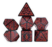 FLASHOWL D&D W20 - Juego de dados para reloj DND (diseño retro de estrellas y lunas, con dados poliédricos D20), color rojo