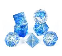 FLASHOWL Dados de cinta de cristal transparente D20 para Dungeons and Dragons, juegos de mesa, poliédricos para DND RPG MTG (7 piezas rojas)