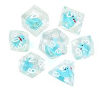 FLASHOWL Juego de dados poliédricos y RPG de pato DND con pato interior poliédrico Roll Play Gaming D20 dados Dungeons and Dragon Dados, 7 piezas, color azul