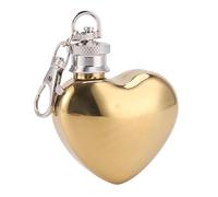 Flask Keychain - 30ml Heart Shape Wine Bottle, Stainless Steel Pocket Flask, Miniature Liquor Container, Travel Camping Accessory, Silver Metal Caddy For Road Trip Outdoor Picnic Men