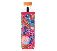 FLASKA | Botella de Agua de Vidrio | 500ml | Sin BPA | Tapa a Rosca | Funda de Neopreno | Ideal para Deporte, Oficina, Yoga | Estructura el Agua | Mandalas