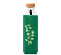 FLASKA | Botella de Agua de Vidrio | 750ml | Sin BPA | Tapa a Rosca | Funda de Neopreno | Ideal para Deporte, Oficina, Yoga | Estructura el Agua | Evergreen