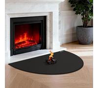 FLASLD Tapete ignífugo para Chimenea de 28 x 48 Pulgadas, Medio Redondo, Protege los Suelos de chispas y brasas Color Negro
