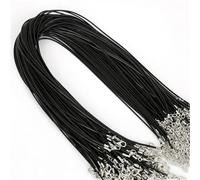 Flat Braided Leather Cord, 10 Pcs 1.5mm DIY Faux Adjustable Pendant Necklace Chains Multicolor(Black)