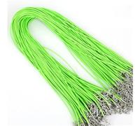 Flat Braided Leather Cord, 10 Pcs 1.5mm DIY Faux Adjustable Pendant Necklace Chains Multicolor(Grass Green)