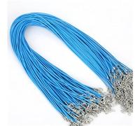 Flat Braided Leather Cord, 10 Pcs 1.5mm DIY Faux Adjustable Pendant Necklace Chains Multicolor(Light Blue)
