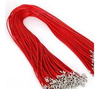 Flat Braided Leather Cord, 10 Pcs 1.5mm DIY Faux Adjustable Pendant Necklace Chains Multicolor(Red)