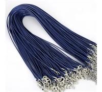 Flat Braided Leather Cord, 10 Pcs 1.5mm DIY Faux Adjustable Pendant Necklace Chains Multicolor(Royal Blue)