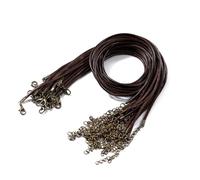 Flat Braided Leather Cord, 10 Pcs Multicolor Wax Rope Necklace 1.5-2.0mm x 50cm With Lobster Clasp(Coffee,2.0mm x 50cm)