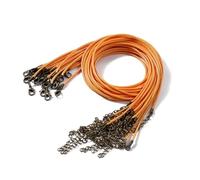 Flat Braided Leather Cord, 10 Pcs Multicolor Wax Rope Necklace 1.5-2.0mm x 50cm With Lobster Clasp(Dark Yellow,2.0mm x 50cm)