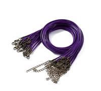 Flat Braided Leather Cord, 10 Pcs Multicolor Wax Rope Necklace 1.5-2.0mm x 50cm With Lobster Clasp(Dark Purple,2.0mm x 50cm)