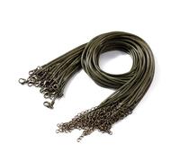 Flat Braided Leather Cord, 10 Pcs Multicolor Wax Rope Necklace 1.5-2.0mm x 50cm With Lobster Clasp(Deep Green,2.0mm x 50cm)