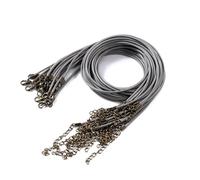 Flat Braided Leather Cord, 10 Pcs Multicolor Wax Rope Necklace 1.5-2.0mm x 50cm With Lobster Clasp(Grijs,2.0mm x 50cm)