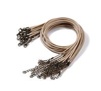 Flat Braided Leather Cord, 10 Pcs Multicolor Wax Rope Necklace 1.5-2.0mm x 50cm With Lobster Clasp(Khaki,2.0mm x 50cm)