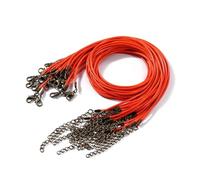 Flat Braided Leather Cord, 10 Pcs Multicolor Wax Rope Necklace 1.5-2.0mm x 50cm With Lobster Clasp(Oranje,1.5mm x 50cm)