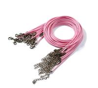 Flat Braided Leather Cord, 10 Pcs Multicolor Wax Rope Necklace 1.5-2.0mm x 50cm With Lobster Clasp(Roze,2.0mm x 50cm)