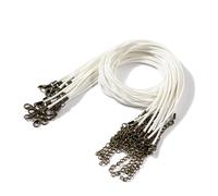 Flat Braided Leather Cord, 10 Pcs Multicolor Wax Rope Necklace 1.5-2.0mm x 50cm With Lobster Clasp(Wit,2.0mm x 50cm)